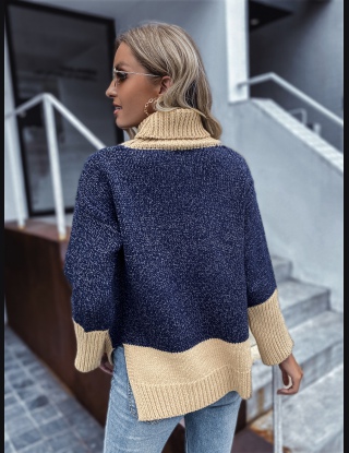Swetry Rozdzielony Kolorowy Blok Codzienny