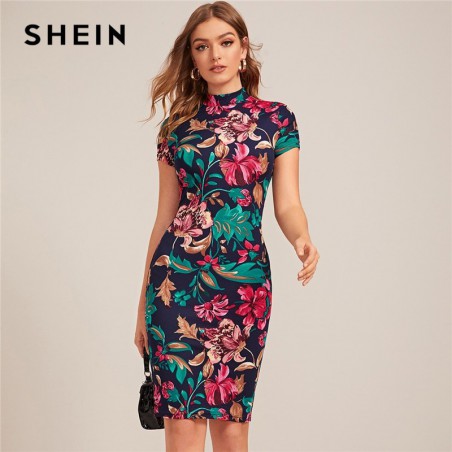 SHEIN Multicolor Mock-Neck...