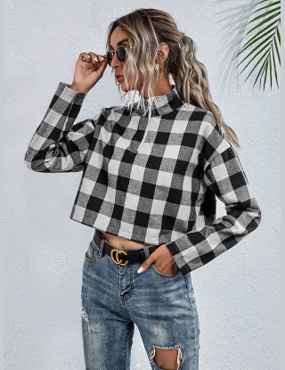 Bluzy Suwak Bawełniany Gingham (materiał) Codzienny