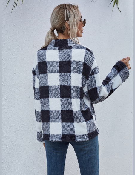 Bluzy Suwak Bawełniany Gingham (materiał) Codzienny