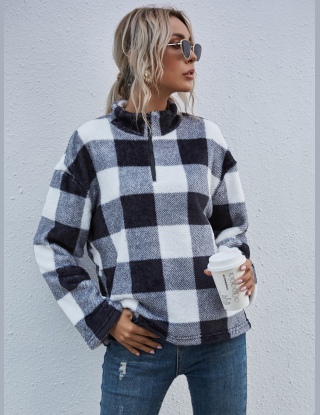 Bluzy Suwak Bawełniany Gingham (materiał) Codzienny