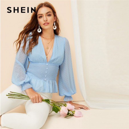 SHEIN Sexy Boho niebieski...