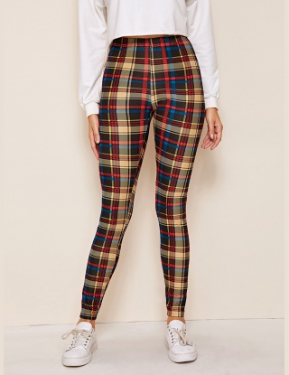 Leginsy Tartan Wielokolorowe Codzienny