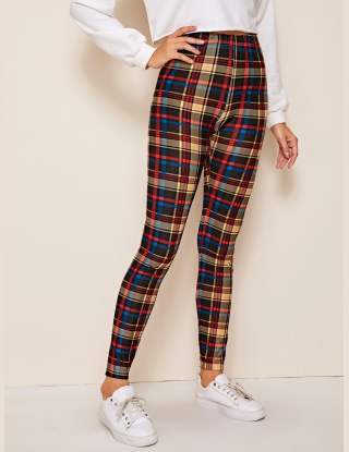 Leginsy Tartan Wielokolorowe Codzienny