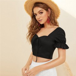 SHEIN Bow Front Shirred...