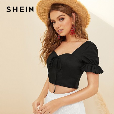 SHEIN Bow Front Shirred...