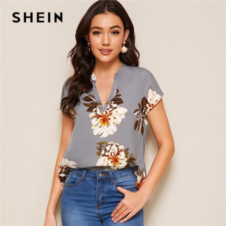 SHEIN kwiatowy Print v-cut...