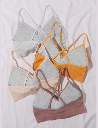 4pack Rib Crisscross Back Bra Set