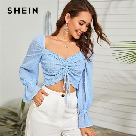 SHEIN Swiss Dot falbany...