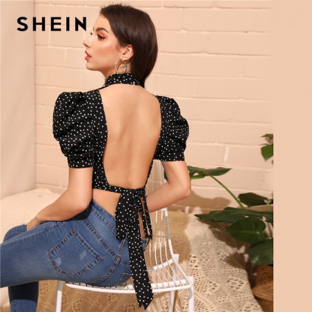 SHEIN Sexy czarny mock-neck...