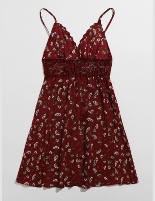 Koszule Nocne&Suknie Nocne Sznurówka Kontrastowa Kwiatowy Czarne Elegancki