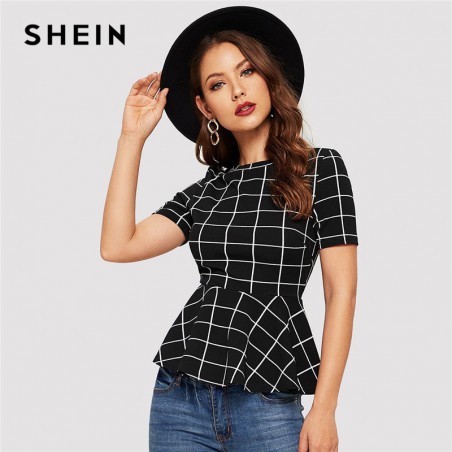 SHEIN siatka drukuj Peplum...