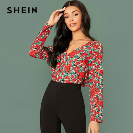 SHEIN Multicolor V Neck...