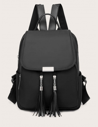 Tassel Decor Flap Backpack