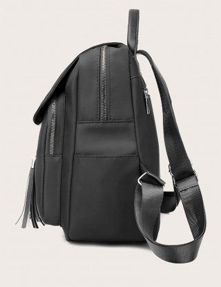 Tassel Decor Flap Backpack