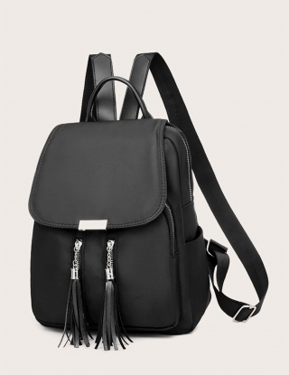 Tassel Decor Flap Backpack