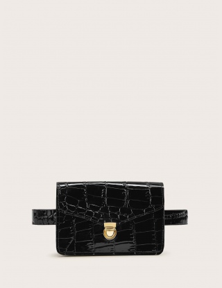 Croc Embossed Push Lock Fanny Pack