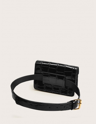 Croc Embossed Push Lock Fanny Pack