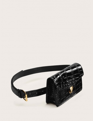 Croc Embossed Push Lock Fanny Pack