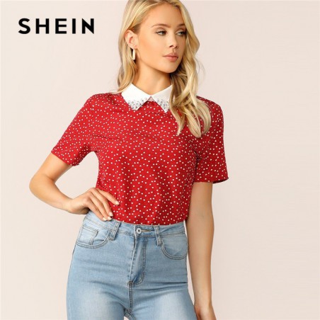 SHEIN Lady Red Preppy...