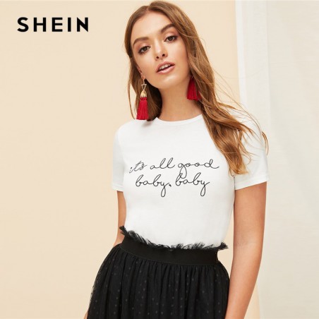 SHEIN biały Slogan list...