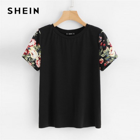 SHEIN czarny kwiatowy Print...