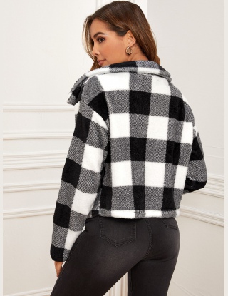 Kurtki Przód z Guzikami Bawełniany Gingham (materiał) Codzienny