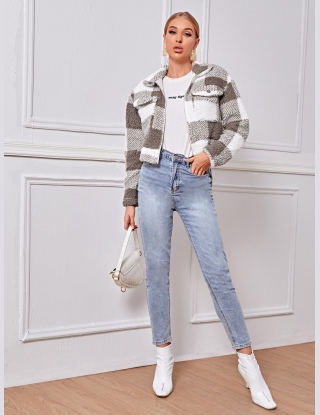 Kurtki Suwak Bawełniany Gingham (materiał) Codzienny