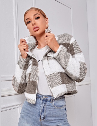 Kurtki Suwak Bawełniany Gingham (materiał) Codzienny