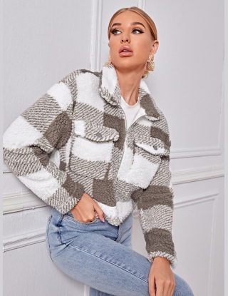 Kurtki Suwak Bawełniany Gingham (materiał) Codzienny
