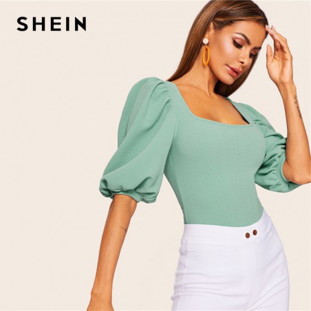 SHEIN Turquoise bufiaste...