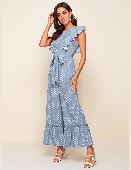 Kombinezony Suwak Kropki Baby Blue Boho