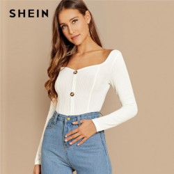 SHEIN Office Lady Button...