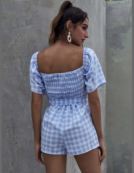 Kombinezony Z Pasem Bawełniany Gingham (materiał) Codzienny