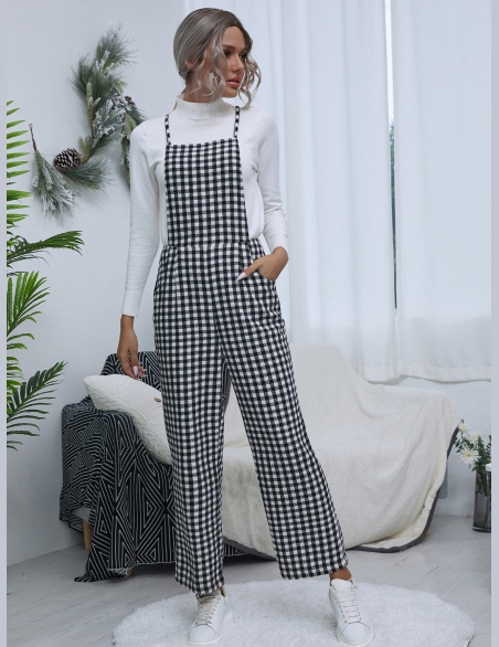 Kombinezony W Kartkę Bawełniany Gingham (materiał) Wyszykowany