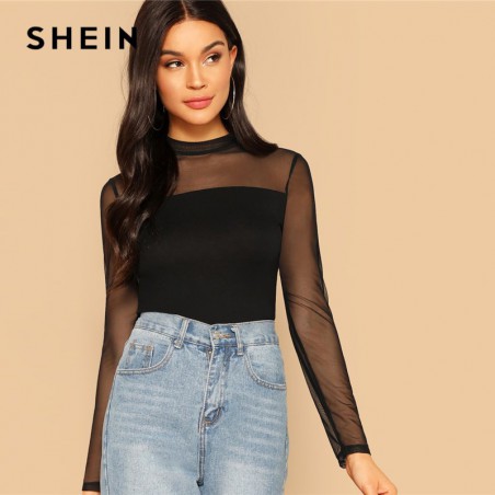 SHEIN Glamorous czarny Mock...