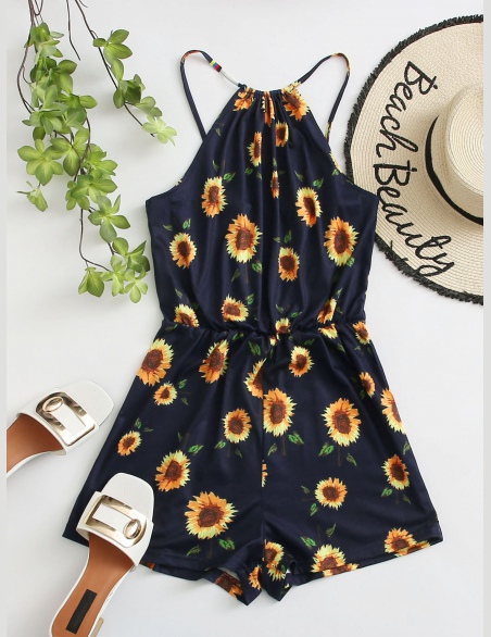 Kombinezony Kwiatowy Granatowy Boho