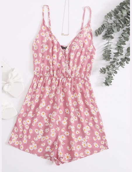 Kombinezony Owijać Ditsy Kwiatowy Dusty Pink Boho