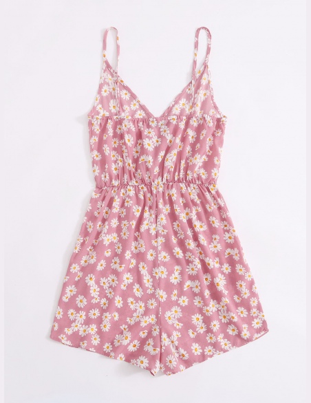 Kombinezony Owijać Ditsy Kwiatowy Dusty Pink Boho