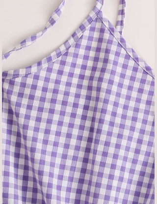 Kombinezony Węzeł Bawełniany Gingham (materiał) Liliowy fioletowy Boho