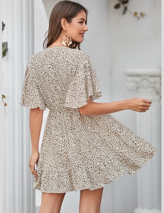 Sukienki Węzeł Cały Nadruk Granatowy Boho
