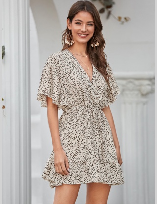 Sukienki Węzeł Cały Nadruk Granatowy Boho