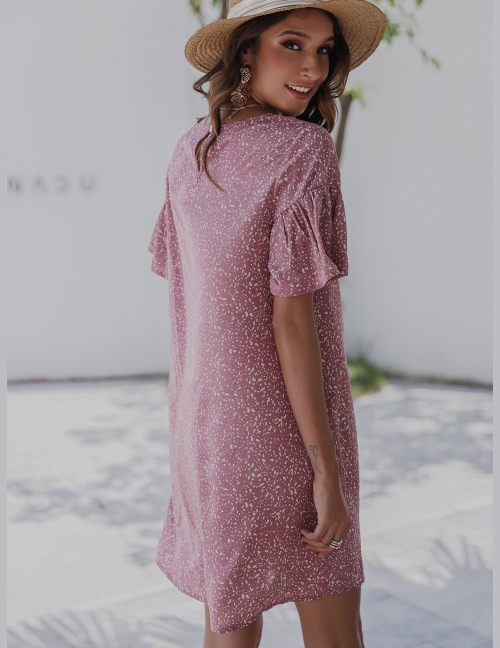 Sukienki Guziki Cały Nadruk Brązowy mocha Boho