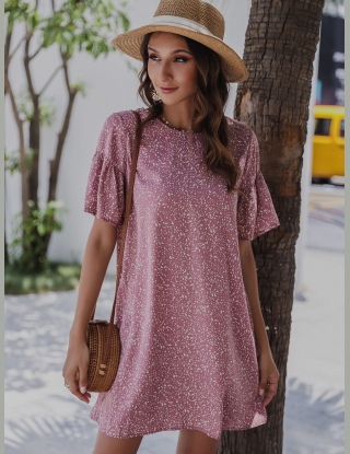Sukienki Guziki Cały Nadruk Brązowy mocha Boho