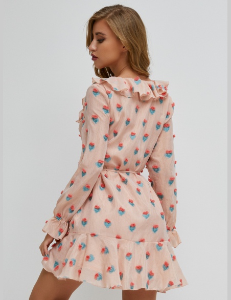 Sukienki Zmarszczony Cały Nadruk Baby Pink Boho