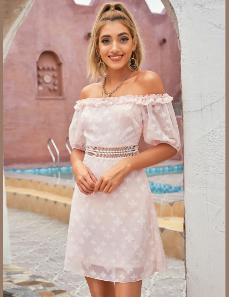 Sukienki Aplikacje Równy Baby Pink Boho