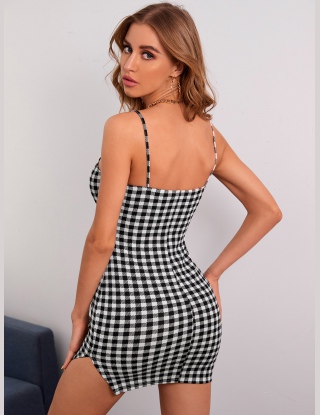 Sukienki Rozdzielony Bawełniany Gingham (materiał) Codzienny