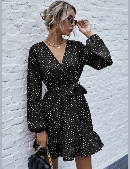 Sukienki Z Pasem Kropki Elegancki