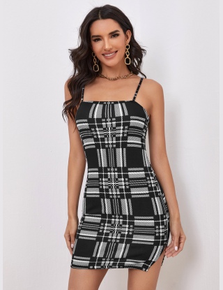 Sukienki Rozdzielony Tartan Elegancki