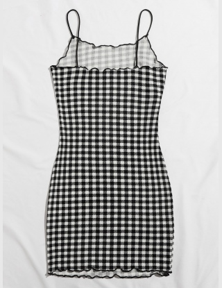 Sukienki Przycinanie Sałaty Bawełniany Gingham (materiał) Elegancki